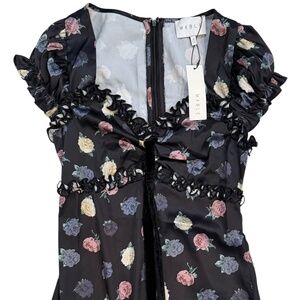 MABLE Midnight Navy Floral Satin Dress